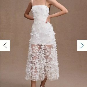 NWT Anthropologie Helsi Audrey Square Neck Floral Appliqué Sheer Midi Dress